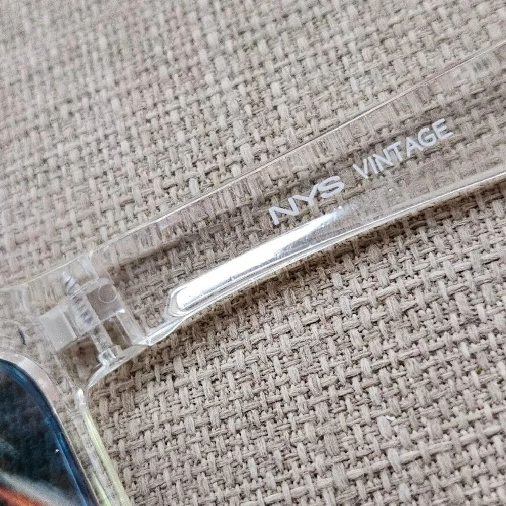 NYS Vintage Men Sunglasses Dyckman Street Mirror Lenses Clear Frame Eyewear
